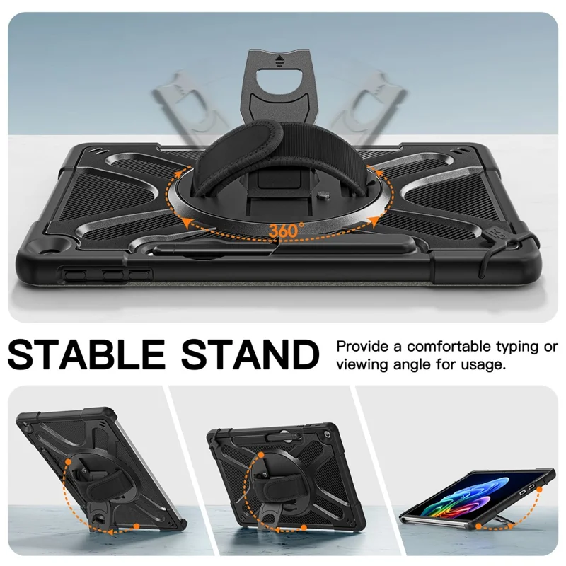 For Microsoft Surface Pro 12 inch (2026) / Surface Pro 12 inch Case Kickstand Tablet Cover with Hand Strap / Shoulder Strap - Black