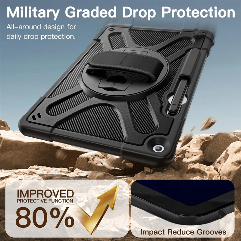 For Microsoft Surface Pro 12 inch (2026) / Surface Pro 12 inch Case Kickstand Tablet Cover with Hand Strap / Shoulder Strap - Black