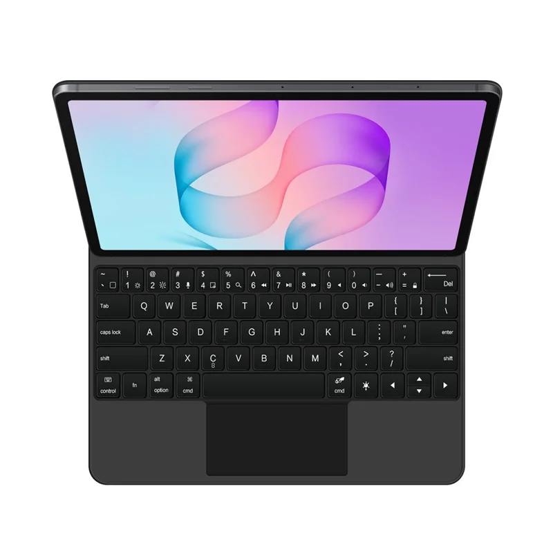 For Samsung Galaxy Tab S12+ Magnetic Floating Bluetooth-Compatible Keyboard (English) + Leather Tablet Case - Black