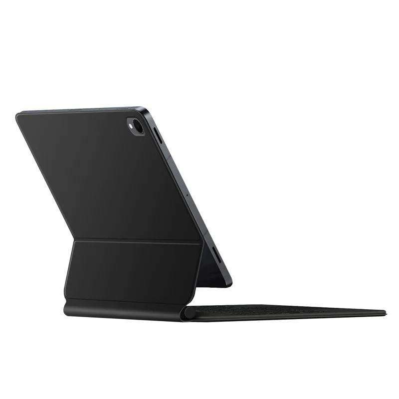 For Samsung Galaxy Tab S12+ Magnetic Floating Bluetooth-Compatible Keyboard (English) + Leather Tablet Case - Black