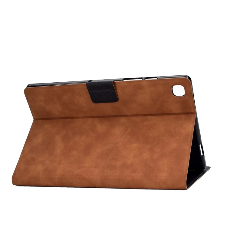Para Samsung Galaxy Tab A7 10.4 (2020) SM-T500 / SM-T505 Folio Flip Tope de Cuero Texturizado Case Soporte de Tarjetas Magnéticas Cubierta Magnética - Marrón