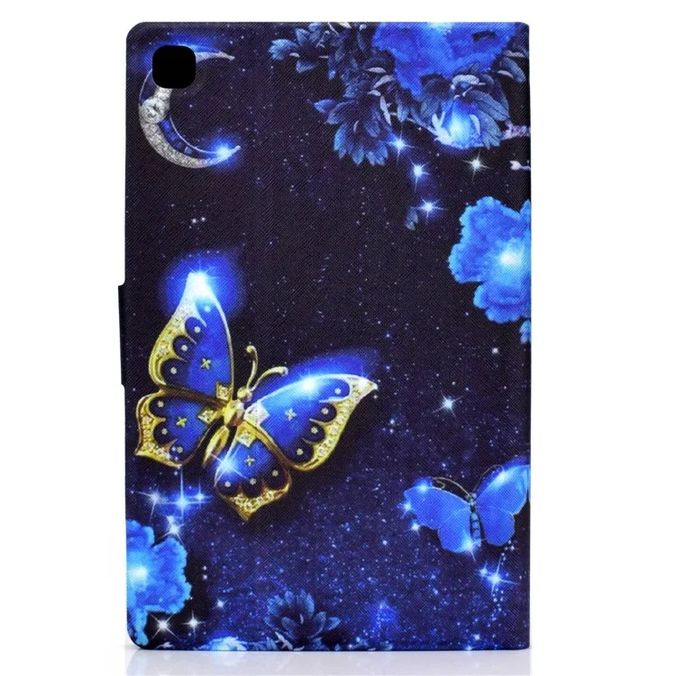 Para Samsung Galaxy Tab A7 10.4 (2020) / (2022) T500 / T505 Patrón de impresión Funda protectora de piel sintética con ranuras para tarjetas y soporte - Mariposa azul