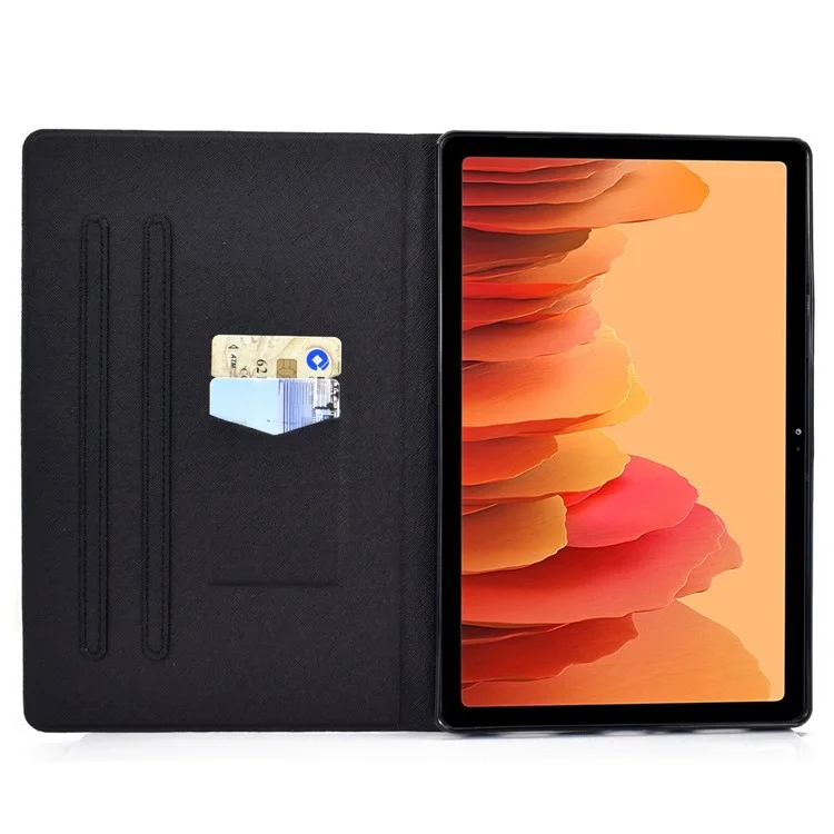 Para Samsung Galaxy Tab A7 10.4 (2020) / (2022) T500 / T505 Patrón de impresión Funda protectora de piel sintética con ranuras para tarjetas y soporte - Mariposa azul