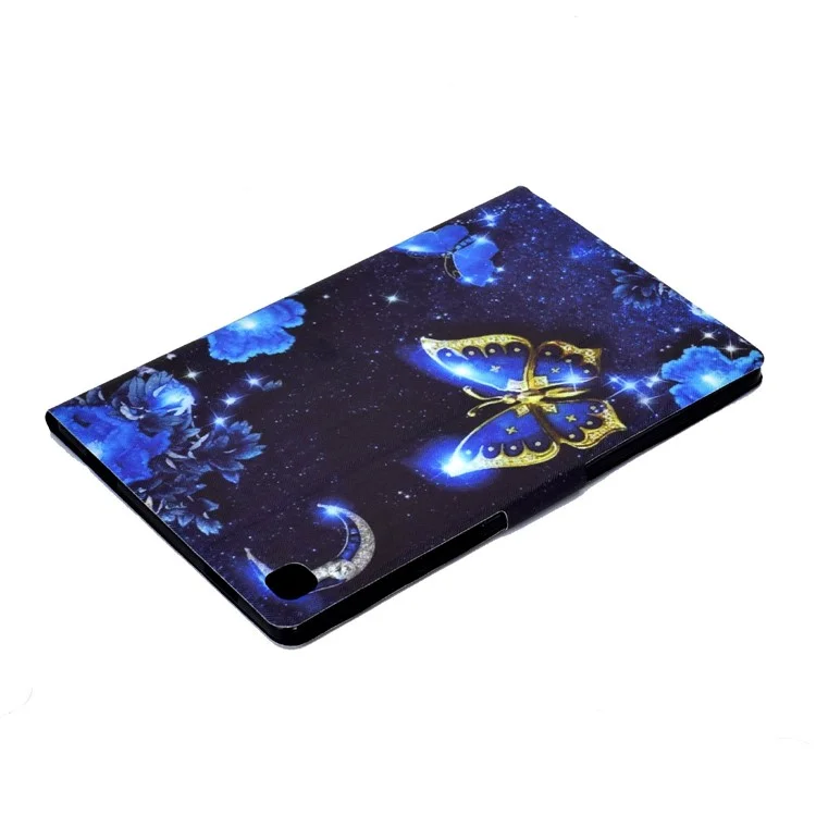Para Samsung Galaxy Tab A7 10.4 (2020) / (2022) T500 / T505 Patrón de impresión Funda protectora de piel sintética con ranuras para tarjetas y soporte - Mariposa azul