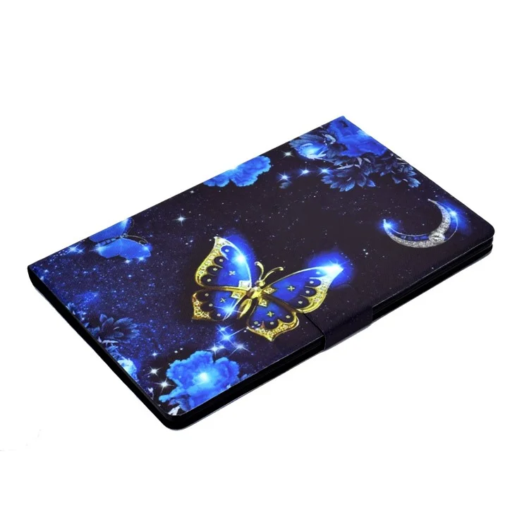 Para Samsung Galaxy Tab A7 10.4 (2020) / (2022) T500 / T505 Patrón de impresión Funda protectora de piel sintética con ranuras para tarjetas y soporte - Mariposa azul