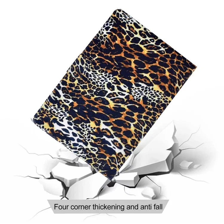 Для Samsung Galaxy Tab A7 10.4 (2020) T500 / T505 PU Кожаная Печать Печать Folio Case Foldable Card Card Slots Anti-Scratch Cover - Леопард