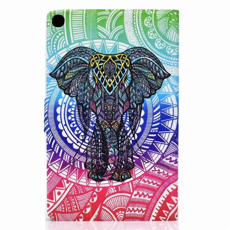 For Samsung Galaxy Tab A7 10.4 (2020) / (2022) T500 / T505 PU Leather Case Pattern Printing Stand Cover - Elephant