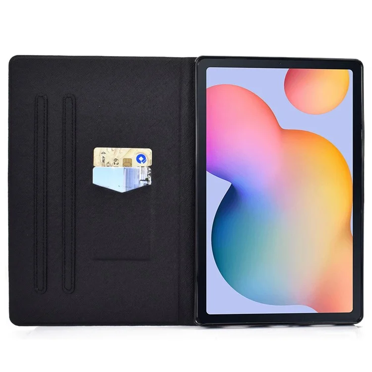 Para Samsung Galaxy Tab S6 Lite SM-P610 / SM-P615 / Tab S6 Lite (2022) PU Case de Cuero Ranuras Diseño Patrón de Diseño Cubierta de Soporte de Protección Magnética - Emoji