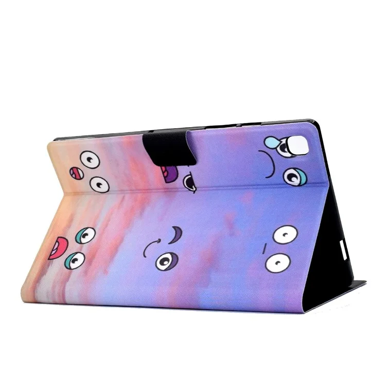 Para Samsung Galaxy Tab S6 Lite SM-P610 / SM-P615 / Tab S6 Lite (2022) PU Case de Cuero Ranuras Diseño Patrón de Diseño Cubierta de Soporte de Protección Magnética - Emoji