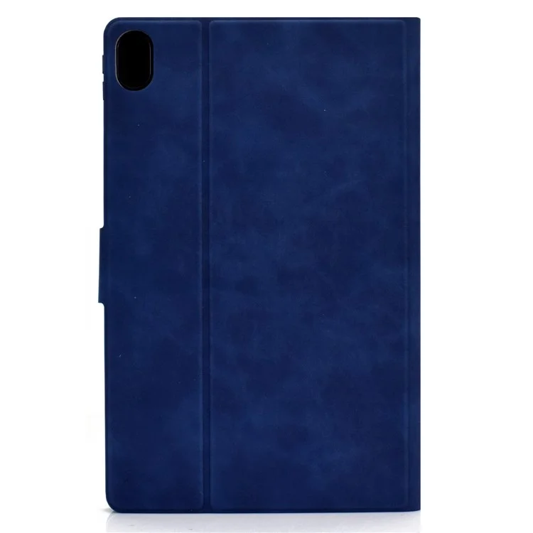 For Lenovo Tab P11 TB-J606F / Tab P11 5G  Card Holder Design Folio Flip Calf Textured Leather Tablet Case Magnetic Shockproof Cover with Stand - Blue