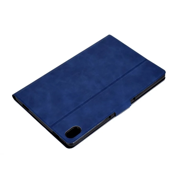 For Lenovo Tab P11 TB-J606F / Tab P11 5G  Card Holder Design Folio Flip Calf Textured Leather Tablet Case Magnetic Shockproof Cover with Stand - Blue