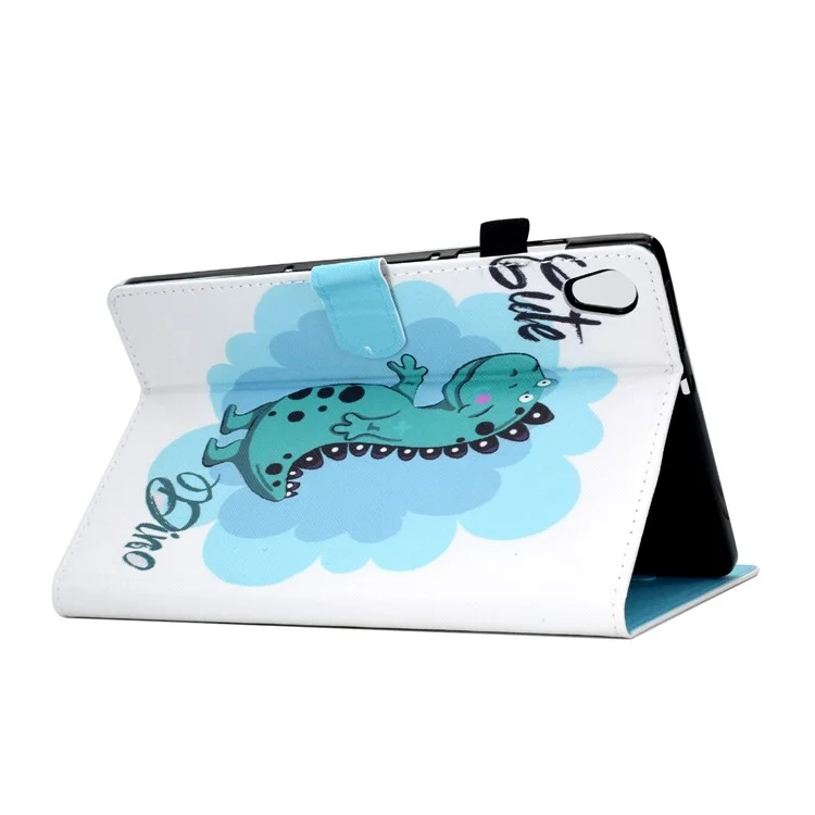 Pour Lenovo Tab M10 HD Gen 2 TB-X306 Stitching Leather Pattern Printing Tablet Case Card Slots Magnetic Folio Flip Stand Shell Cover with Pencil Holder - Dinosaur