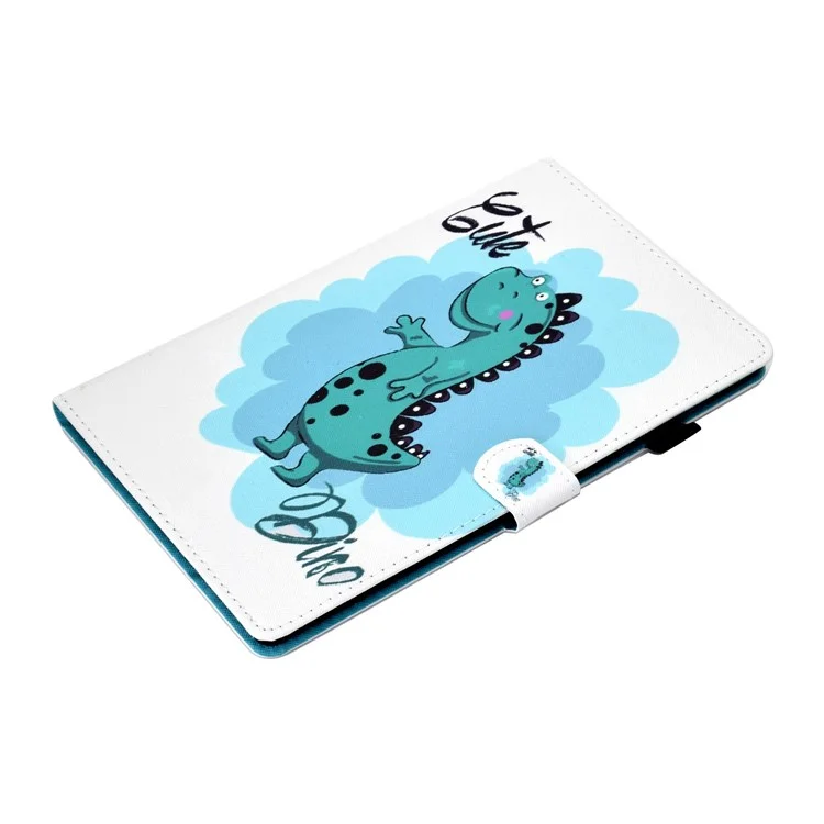 Pour Lenovo Tab M10 HD Gen 2 TB-X306 Stitching Leather Pattern Printing Tablet Case Card Slots Magnetic Folio Flip Stand Shell Cover with Pencil Holder - Dinosaur