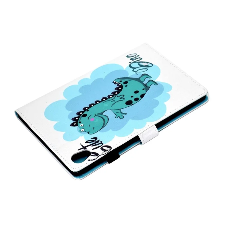 Pour Lenovo Tab M10 HD Gen 2 TB-X306 Stitching Leather Pattern Printing Tablet Case Card Slots Magnetic Folio Flip Stand Shell Cover with Pencil Holder - Dinosaur
