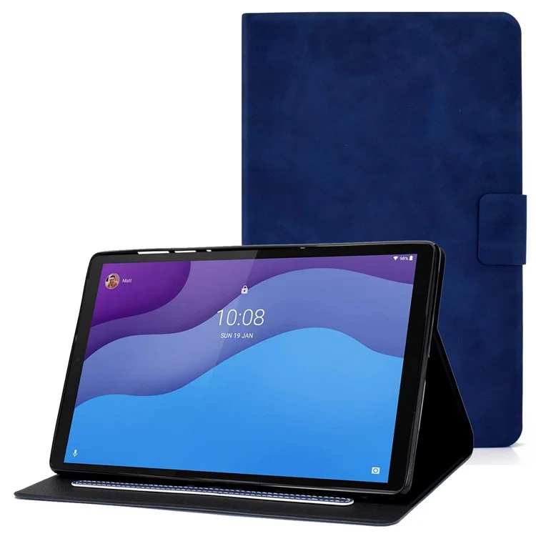 Para Lenovo Tab M10 HD Gen 2 X306X Folio Flip Anti-srratch Tope de Cuero Texturado Case Soportes de Tarjetas de Soporte Magnetic Protector Magnético - Azul