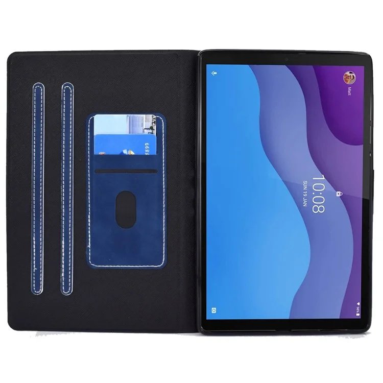 Para Lenovo Tab M10 HD Gen 2 X306X Folio Flip Anti-srratch Tope de Cuero Texturado Case Soportes de Tarjetas de Soporte Magnetic Protector Magnético - Azul