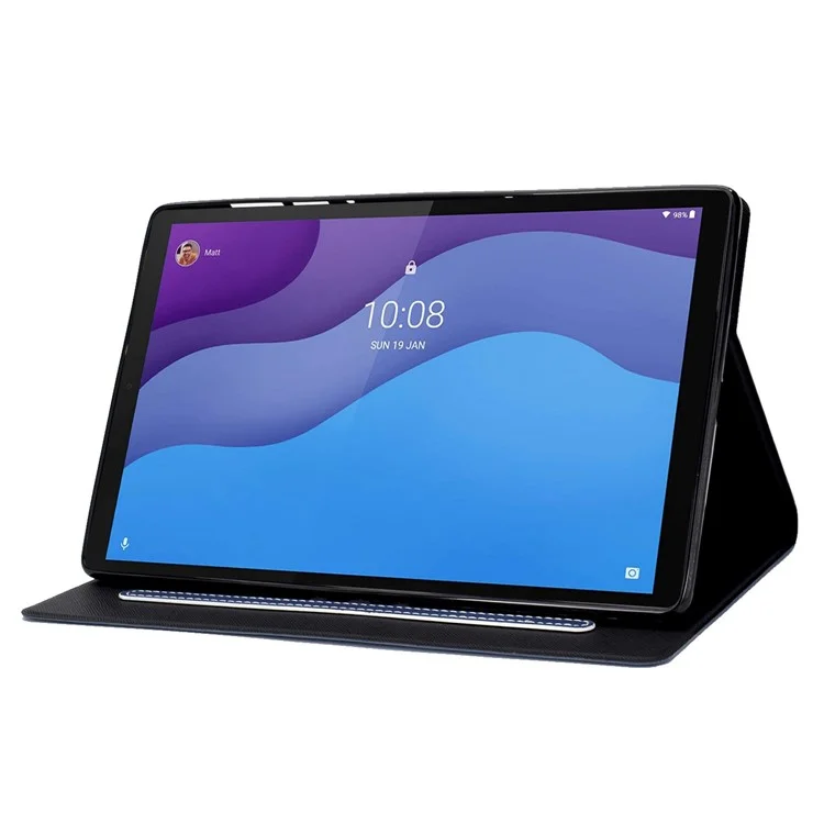 Para Lenovo Tab M10 HD Gen 2 X306X Folio Flip Anti-srratch Tope de Cuero Texturado Case Soportes de Tarjetas de Soporte Magnetic Protector Magnético - Azul