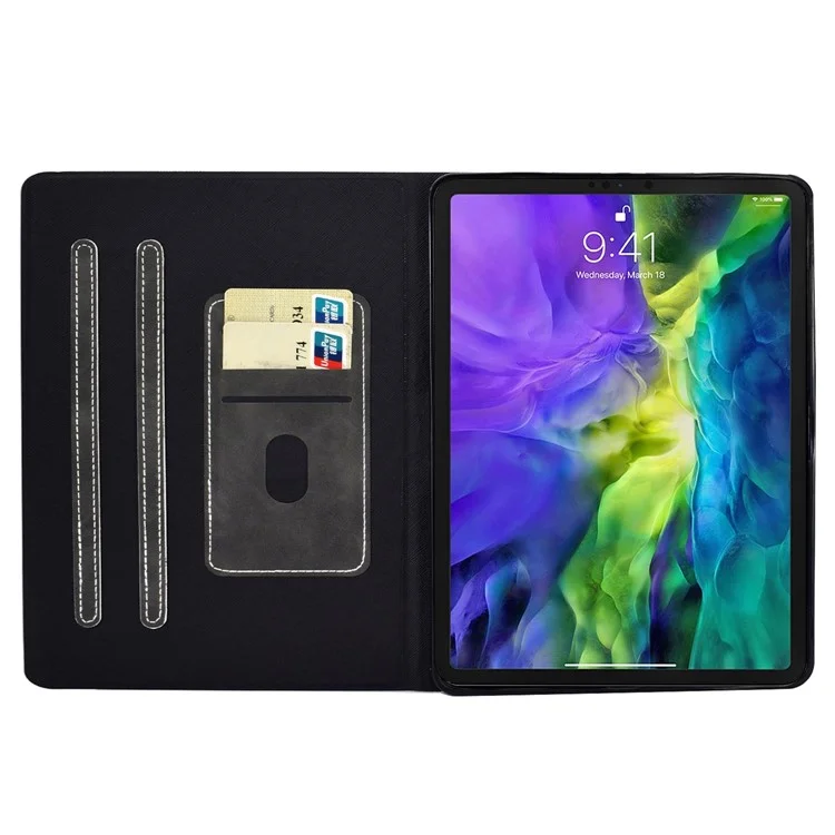Para Ipad Pro 11 Polegadas (2018) /(2020) / Air (2020) /(2022) PU Stand Stand Folio Casa Carta de Cartão Tape Magnética Combato de Proteção - Preto