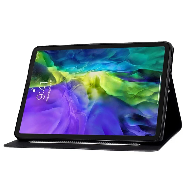 Para Ipad Pro 11 Polegadas (2018) /(2020) / Air (2020) /(2022) PU Stand Stand Folio Casa Carta de Cartão Tape Magnética Combato de Proteção - Preto