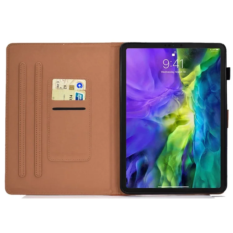 Para iPad Pro 11 (2018) / (2020) / (2021) / (2022) / Air 11 (2024) / Air (2020) / (2022) Tablet Case PU Leather Stand with Cards Holder - Azul