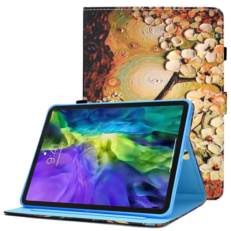 Per iPad Pro 11 (2018) / (2020) / (2021) / (2022) / Air 11 (2024) / Air (2020) / (2022) Custodia in PU Leather Stand con motivo a stampa - Prugna