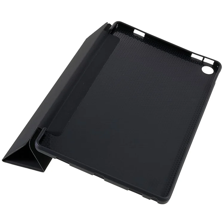 Para Lenovo Tab M10 Plus (Gen 3) 10.6 Pulgadas Folio Flip Protección Completa Tableta de Cuero Design Inner Honeycomb Cover Anti-scratch Con Soporte Tri-plano - Negro