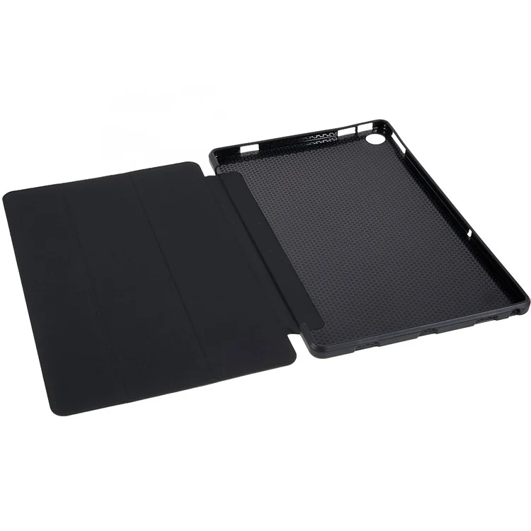 Para Lenovo Tab M10 Plus (Gen 3) 10.6 Pulgadas Folio Flip Protección Completa Tableta de Cuero Design Inner Honeycomb Cover Anti-scratch Con Soporte Tri-plano - Negro