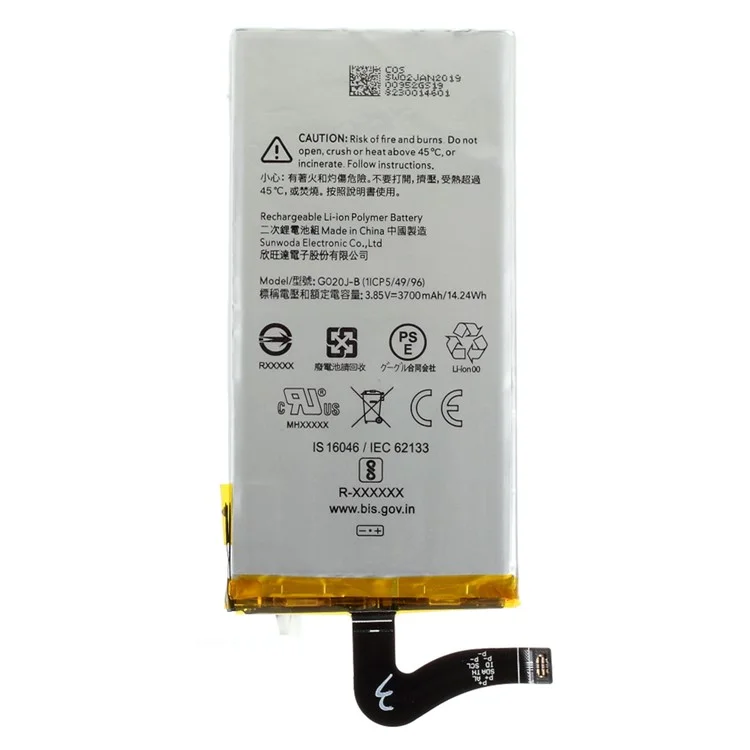 Pour Google Pixel 4 XL 3.85V 3700mAh Li-ion Polymer Battery Pile (Encode: G020J-B) (sans Logo)