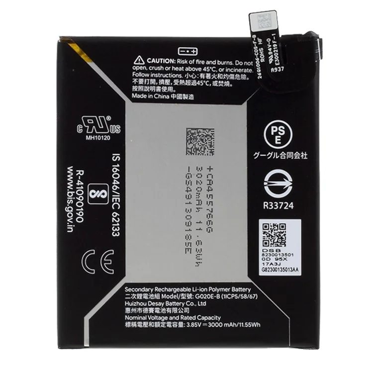 For Google Pixel 3a / 3 Lite 3.85V 3000mAh Li-ion Polymer Battery Replacement Part (Encode: G020E-B) (without Logo)