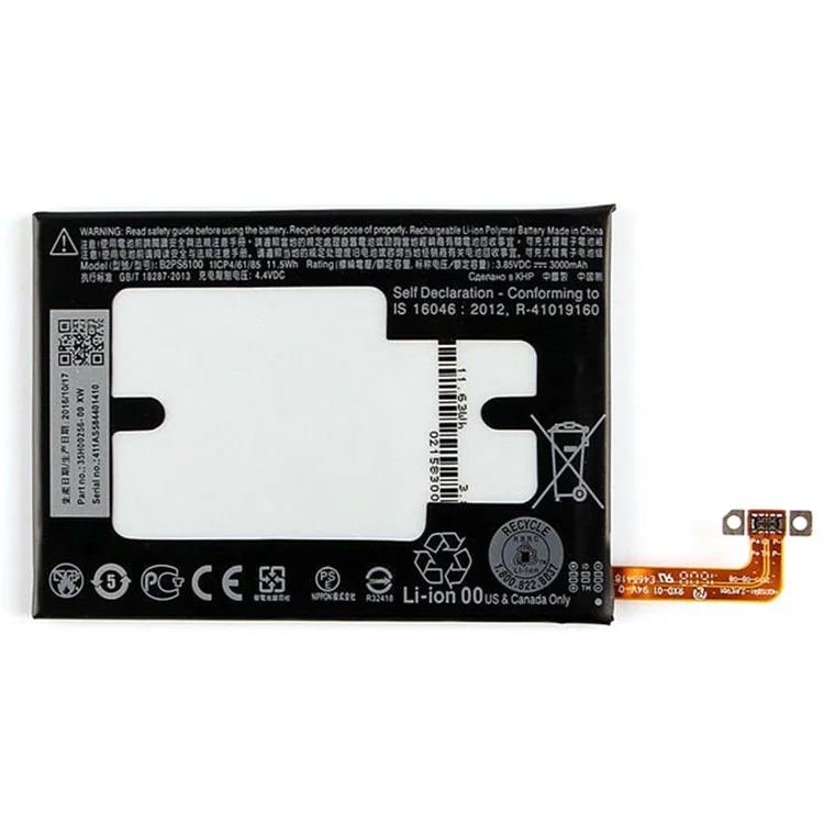 Pour HTC 10 3.85V 3000mah Li-ion Polymer Battery Remplacement Pièce (Encode: B2PS6100) (sans Logo)