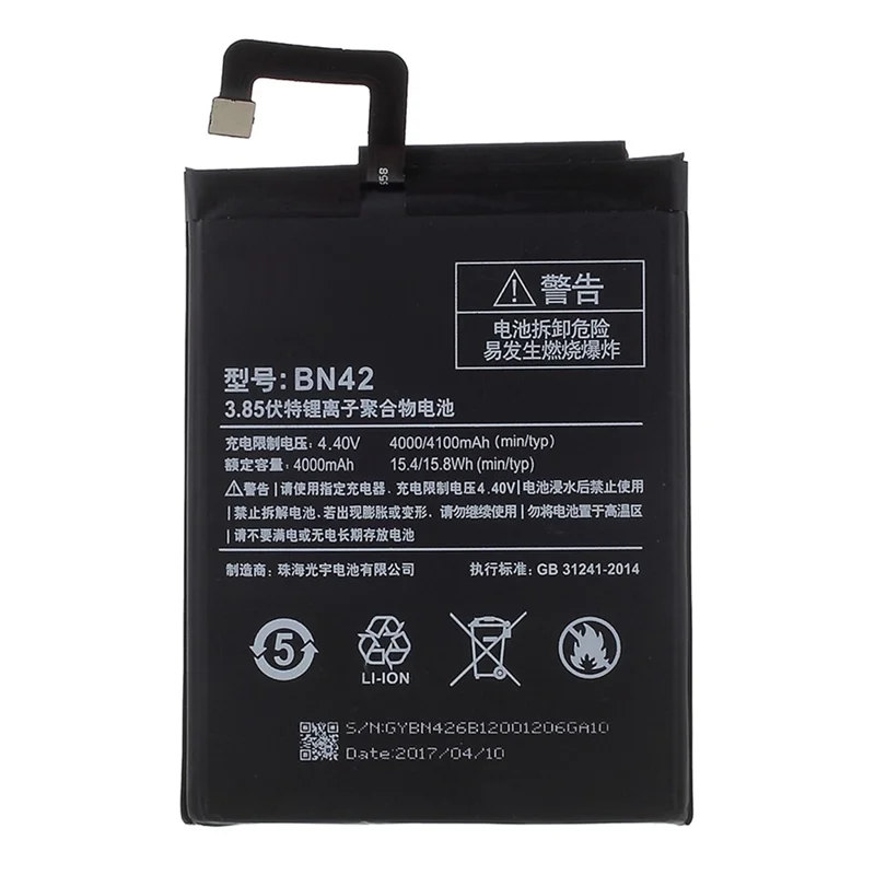 For Xiaomi Redmi 4 3.85V 4000mAh Li-ion Polymer Battery Replacement Part (Encode: BN42) (without Logo)