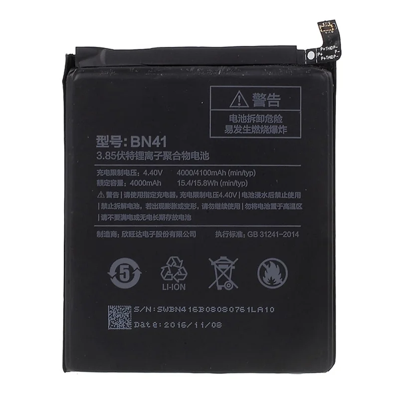 For Xiaomi Redmi Note 4 (Qualcomm) / Note 4x Global 3.85V 4000mAh Li-ion Polymer Battery Replacement Part (Encode: BN41) (without Logo)