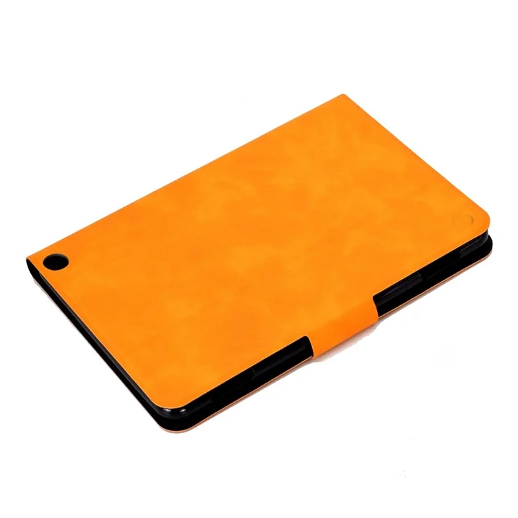 For Amazon Fire 7 (2022) PU Leather Card Holder Tablet Cover Full Protection Case with Stand - Orange