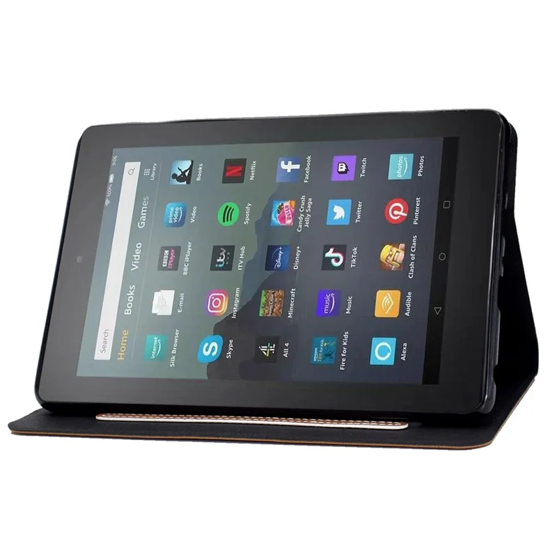 For Amazon Fire 7 (2022) PU Leather Card Holder Tablet Cover Full Protection Case with Stand - Brown