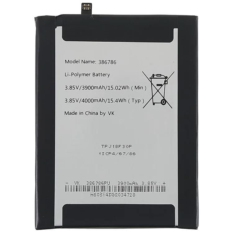 Para Wiko View3 Pro / Y80 / Y51 3,85v 3900mAh Li-Polymer Battery Substacting Part (Encode: 386786) (sem Logotipo)