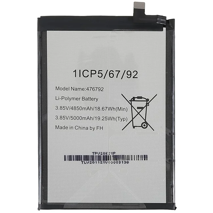 Pour Wiko Power U10 / View4 3.85V 4850mAh Batterie de remplacement Li-Polymère (Code: 476792) (sans logo)