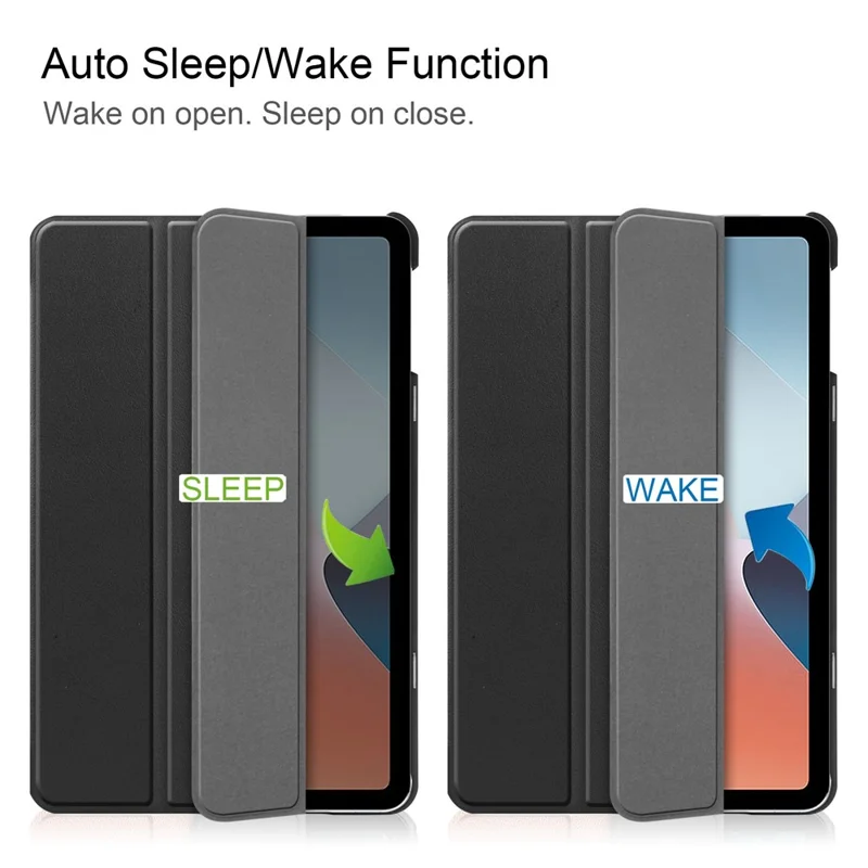 Shockproof Case for Oppo Pad Air PU Leather+PC Protective Case Auto Wake / Sleep Tablet Cover with Trifold Stand - Black