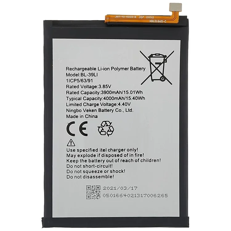 Para Tecno Pop 4 3,85v 3900mAh Li-ion On-ion Substituição da Bateria da Bateria (Encode: BL-39LI) (sem Logotipo)