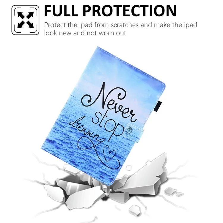 Pattern Printing Tablet Case for Amazon Fire 7 (2022), PU Leather TPU Stand Card Holder Cover with Auto Wake / Sleep - Never Stop Dreaming