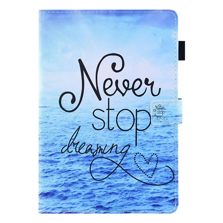 Pattern Printing Tablet Case for Amazon Fire 7 (2022), PU Leather TPU Stand Card Holder Cover with Auto Wake / Sleep - Never Stop Dreaming
