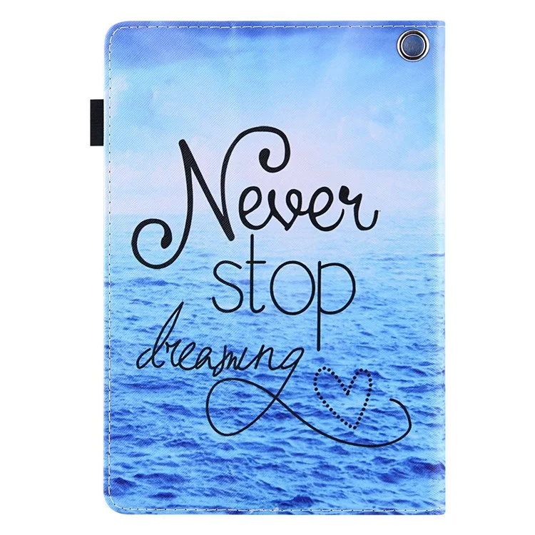 Pattern Printing Tablet Case for Amazon Fire 7 (2022), PU Leather TPU Stand Card Holder Cover with Auto Wake / Sleep - Never Stop Dreaming