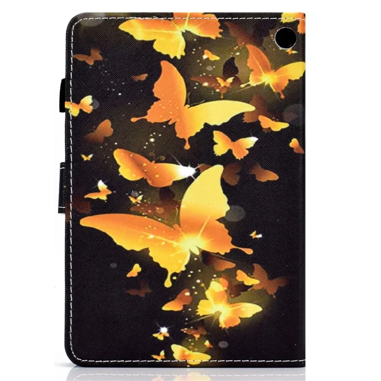 Casa de Tableta de Impresión de Patrones de Costura Para Amazon Fire 7 (2022), Soporte de Cubierta Protectora a Prueba de Gotas Con Ranuras Para Tarjetas - Mariposa Dorada
