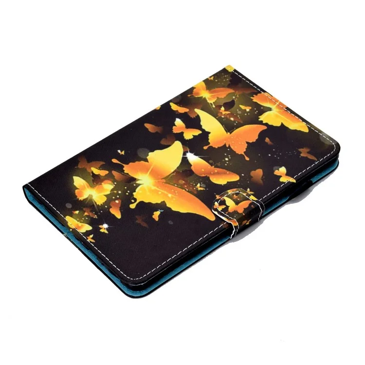 Casa de Tableta de Impresión de Patrones de Costura Para Amazon Fire 7 (2022), Soporte de Cubierta Protectora a Prueba de Gotas Con Ranuras Para Tarjetas - Mariposa Dorada