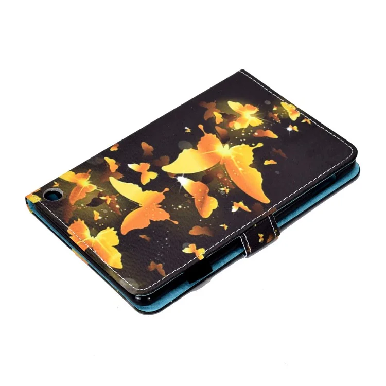 Casa de Tableta de Impresión de Patrones de Costura Para Amazon Fire 7 (2022), Soporte de Cubierta Protectora a Prueba de Gotas Con Ranuras Para Tarjetas - Mariposa Dorada