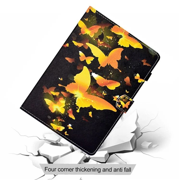 Casa de Tableta de Impresión de Patrones de Costura Para Amazon Fire 7 (2022), Soporte de Cubierta Protectora a Prueba de Gotas Con Ranuras Para Tarjetas - Mariposa Dorada