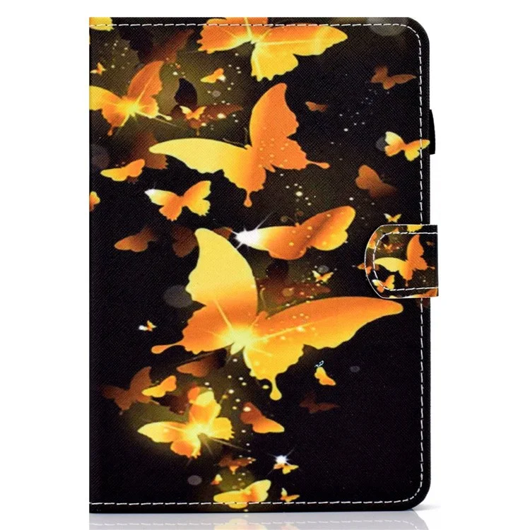 Casa de Tableta de Impresión de Patrones de Costura Para Amazon Fire 7 (2022), Soporte de Cubierta Protectora a Prueba de Gotas Con Ranuras Para Tarjetas - Mariposa Dorada