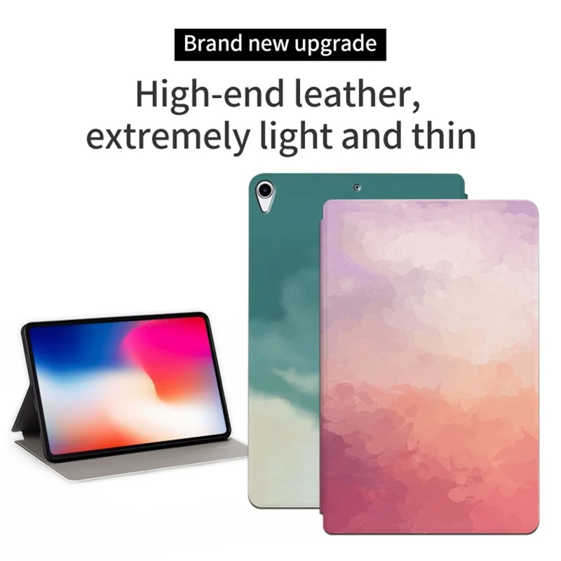 For iPad Air 10.5 inch (2019) / iPad Pro 10.5-inch (2017) Watercolor Pattern PU Leather Tablet Case Foldable Stand Auto Wake / Sleep Protective Cover - Yellow