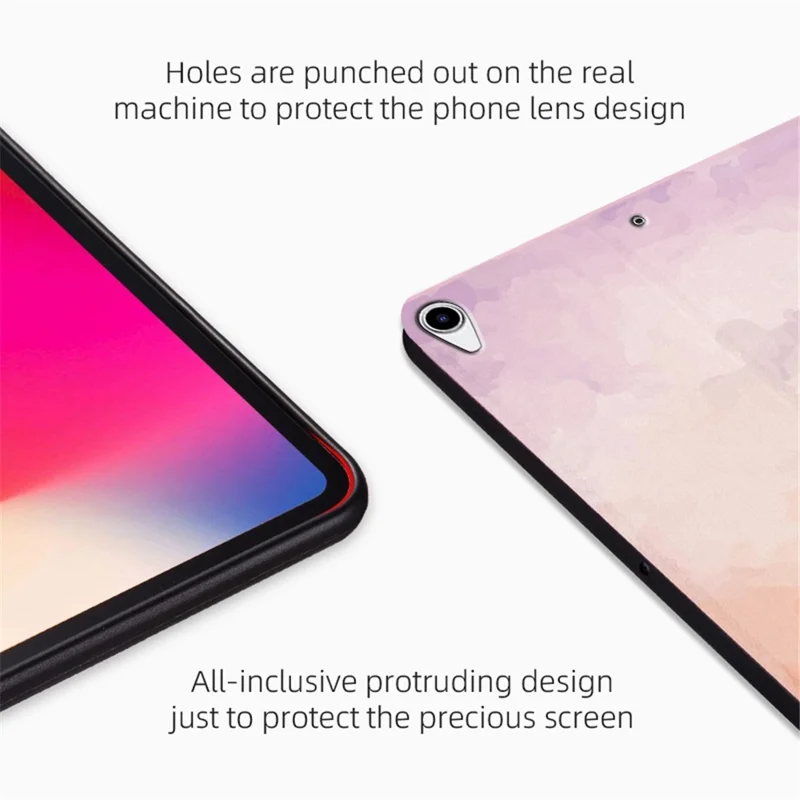 For iPad Air 10.5 inch (2019) / iPad Pro 10.5-inch (2017) Watercolor Pattern PU Leather Tablet Case Foldable Stand Auto Wake / Sleep Protective Cover - Yellow