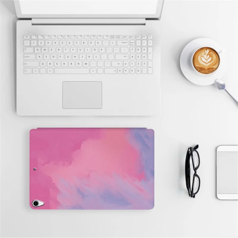For iPad Air 10.5 inch (2019) / iPad Pro 10.5-inch (2017) Watercolor Pattern PU Leather Tablet Case Foldable Stand Auto Wake / Sleep Protective Cover - Yellow