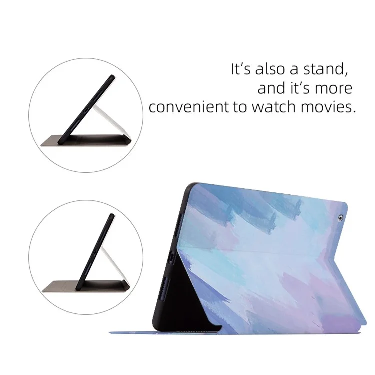 For iPad 2 / 3 / 4 9.7 inch Foldable Stand Tablet Case Watercolor Pattern PU Leather Auto Wake / Sleep Full Protection Cover - Green